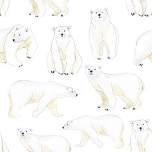 Watercolor Pattern With Polar Bears