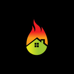 Sticker - creative fire house logo vector design