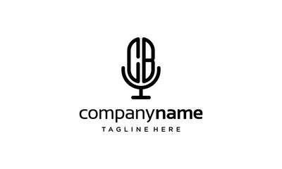 Wall Mural - initial letter C and B with microphone podcast logo design template