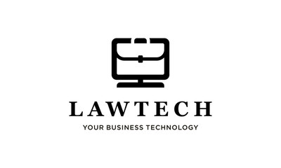 Wall Mural - suitcase law with monitor pc computer logo design concept