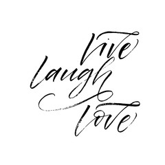 live laugh love postcard. hand drawn brush style modern calligraphy. vector illustration of handwrit
