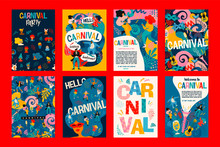 Hello Carnival. Vector Set Of Illustrations For Carnival Concept And Other Use.