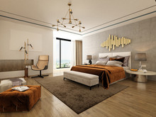 3d Render Nordic Style Bedroom