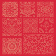 Set indian and asian seamless pattern with paisley, mandala and floral motif for diwali or henna