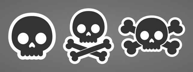 cartoon robot skulls machine head crossbones icons vector illustration