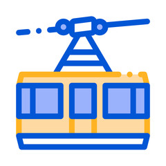 Poster - Public Transport Aerial Lift Vector Thin Line Icon. Elevated Mountain Road Aerial Lift, Urban Passenger Transport Linear Pictogram. City Transportation Passage Service Contour Illustration