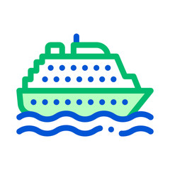 Wall Mural - Public Transport Ferry Vector Thin Line Sign Icon. Sea Ship Boat Ferry, Urban Passenger Transport Linear Pictogram. City Transportation Passage Service Contour Illustration