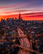 Chicago top view of downtown west loop cityscape aerial view