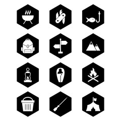 Wall Mural - 12 Icon Set Of camping For Personal And Commercial Use...