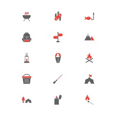 Wall Mural - 15 Set Of camping icons isolated on white background...