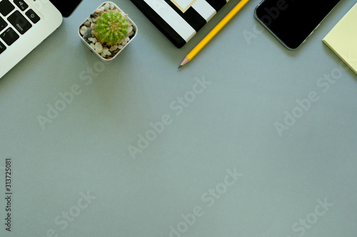 Flat Lay Mockup Image Office Equipment On Desk Table Blank Background Empty Space For Text Design Studio Creativity Ideas For Study Education Business Modern Accessories At Workplace Blogging Blog Buy This Stock Photo And Explore Similar Images