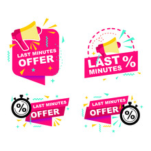 Last Minute Deal Button. Flat Label Flag Sign. Countdown, Last Minute Offer Vector Illustration. Isolated On White Background.