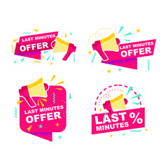 Poster - last minute deal button. flat label flag sign. Countdown, last minute offer Vector illustration. Isolated on white background.