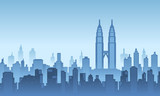 Fototapeta Nowy Jork - A illustration city vector background in the morning of Twin Tower Malaysia