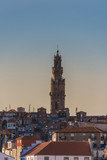 Fototapeta Miasto - Oporto, Portugal - Old town skyline with colorful houses and old Clerigos tower