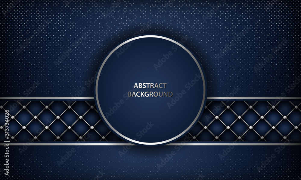 Abstract luxury dark blue overlap background with realistic buttoned ...