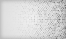 Abstract White And Gray Background With Radial Silver Halftone Dots Decoration. Vector Illustration.