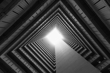 Poster - High rise residential building of public estate in Hong Kong city. Building abstract background