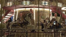 Incredible Colorful Flashing Light Of Vintage Carousel Carnival Fair Merry Go Round Circus Horse Ride At Amusement Park