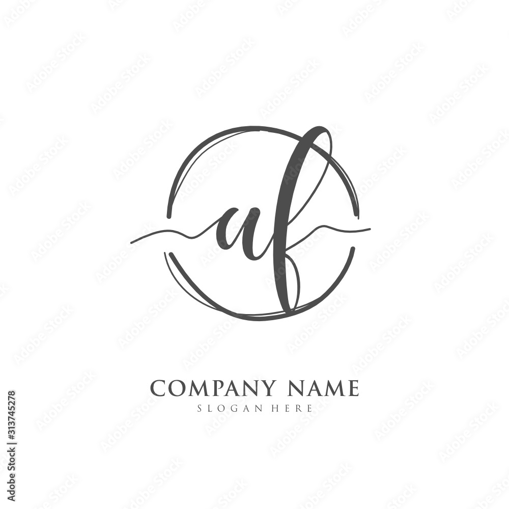 Handwritten initial letter A F AF for identity and logo. Vector logo ...