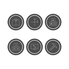 6 Education Icons Sheet Isolated On White Background...