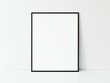 © Washdog - Vertical black thin frame mockup. Minimal black frame. Black slim frame mock up 3d illustrations.