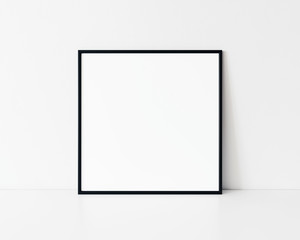 square black thin frame mockup. minimal square black frame. black slim frame mock up 3d illustration