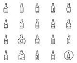 Fototapeta  - Alcohol line icon set
