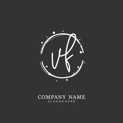 Handwritten initial letter V F VF for identity and logo. Vector logo template with handwriting and signature style.