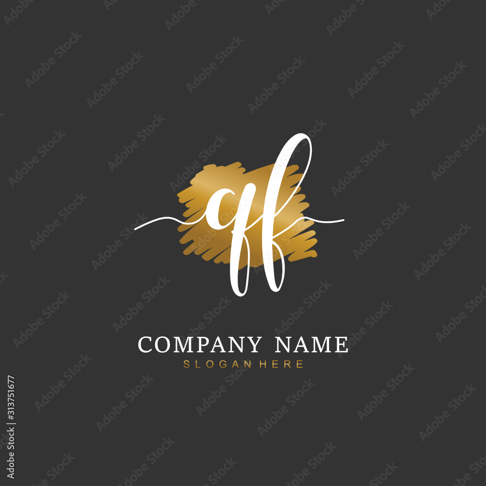 Handwritten initial letter Q F QF for identity and logo. Vector logo ...