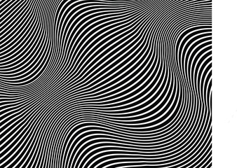 Wall Mural -  Digital image with a psychedelic stripes Wave design black and white. Optical art background. Texture with wavy, curves lines. Vector illustration