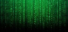 Abstract Digital Background With Binary Code. Hackers, Darknet, Virtual Reality And Science Fiction.