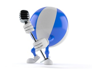 Canvas Print - Beach ball character singing into microphone