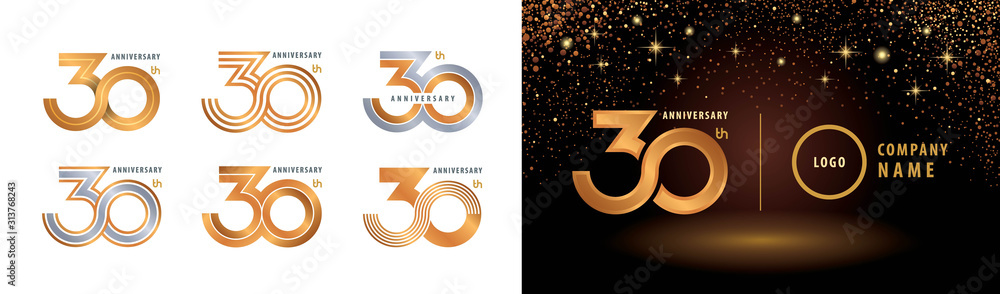Set of 30th Anniversary logotype design - obrazy, fototapety, plakaty 