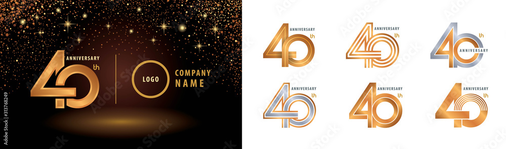 Set of 40th Anniversary logotype design - obrazy, fototapety, plakaty 