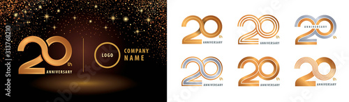 Fotomural Set of 20th Anniversary logotype design, Twenty years anniversary celebration
