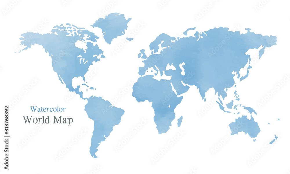 水彩風 世界地図 イラスト Wall Mural Wallpaper Murals Michikodesign