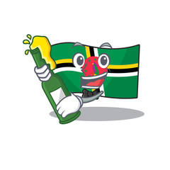 Poster - mascot cartoon design of flag dominica with bottle of beer