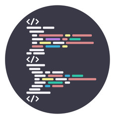 Wall Mural - round icon of the program code. structure of html code, script or other program. vector illustration