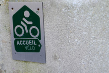 Accueil Velo Means In French Bike Cycle Bikers Welcome Sign In Hotel Wall Entrance