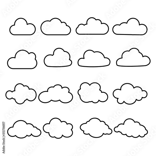 Fotomural Set of Clouds on white background.
