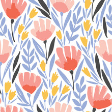 Abstract Elegance Seamless Pattern With Floral Background.