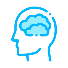 Poster - Mainly Cloudy Clouds In Man Silhouette Mind Vector Icon Thin Line. Gear And Brain, Heart And Shield, Padlock And Magnifier Illustration