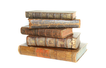 Wall Mural - old books isolated on white.