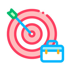 Poster - Arrow Hit Target And Case Job Hunting Vector Icon Thin Line. Hunting Business People And Recruitment Candidate, Team Work And Partnership Illustration