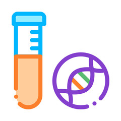 Sticker - Glass Vial With Liquid Biomaterial Vector Icon Thin Line. Biology And Science Flasks, Bioengineering, Dna And Medicine Vaccine Biomaterial Concept Linear Pictogram. Contour Illustration