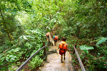 Stairway through Jungle to Kayangan Lake, sweetwater lake on Coron Island - Palawan - Philippines