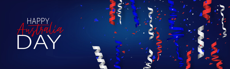 Wall Mural - happy australia day poster or banner. national holiday background design. confetti over wooden wall.