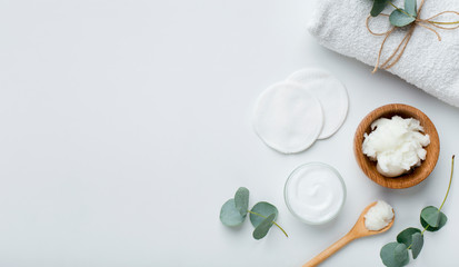 Wall Mural - eco natural coconut butter and moisturising cream preparing for home spa