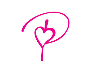 Sticker - Letter P And Heart Logo Design Template 003